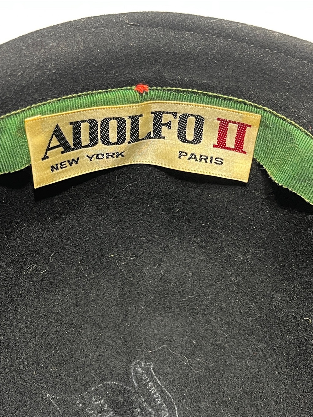 Vintage Adolfo II New York Paris Black Wool Felt Cloche Bowler Hat - Picture 2 of 8